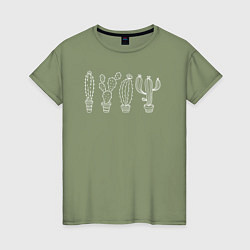 Женская футболка Кактусы в горшочках