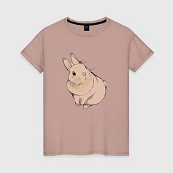 Женская футболка Милый кролик гуашью