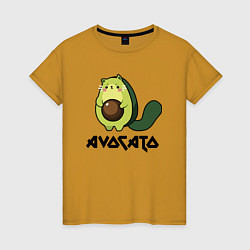 Футболка хлопковая женская Avocado - AvoCATo - Joke, цвет: горчичный