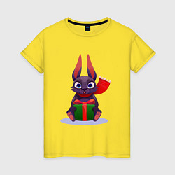 Женская футболка Новогодний кролик - подарок