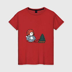 Женская футболка Снеговик с елкой