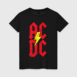 Футболка хлопковая женская AC DC logo, цвет: черный