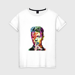 Футболка хлопковая женская David Bowie singer, цвет: белый