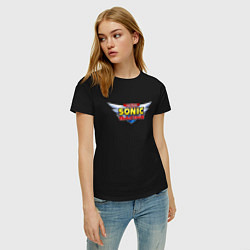 Футболка хлопковая женская Team Sonic racing - logo, цвет: черный — фото 2