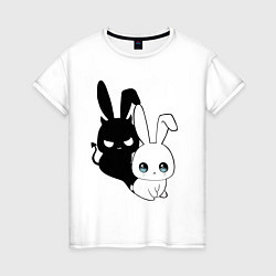 Женская футболка Милый кролик - ангелочек или дьяволёнок?