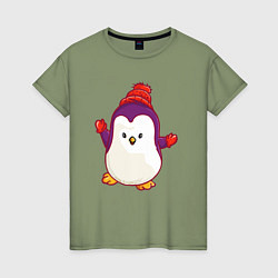 Женская футболка Пингвин в шапке