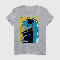 Футболка хлопковая женская Киберпанк Ребекка, цвет: меланж