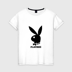 Женская футболка Черный кролик play2023
