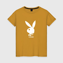 Женская футболка Черный кролик с надписью play2023
