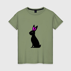 Женская футболка Черный кролик