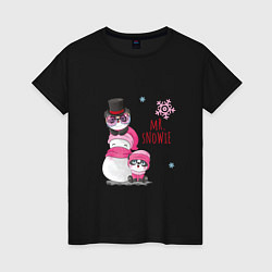 Женская футболка Снеговик и панды