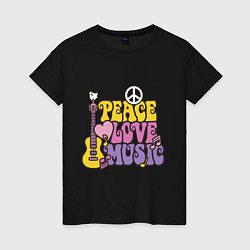 Женская футболка Мир любовь и музыка