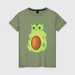 Женская футболка Каваи авокадо кот