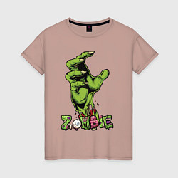 Женская футболка Zombie green hand