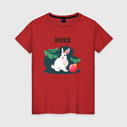 Женская футболка Новогодний кролик 2023