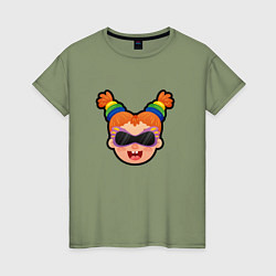Женская футболка Мультяшная девочка в очках в стиле диско