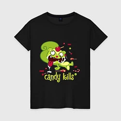 Футболка хлопковая женская Nutty - candy kills, цвет: черный