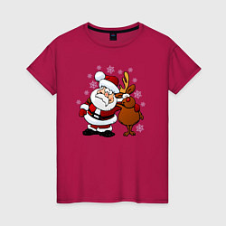 Женская футболка Санта и олень