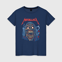 Футболка хлопковая женская Metallica skull, цвет: тёмно-синий