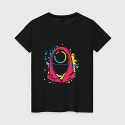 Футболка хлопковая женская Squid game colors, цвет: черный