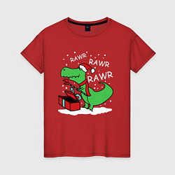 Женская футболка Новогодний T-rex