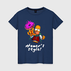 Женская футболка Гомер Симпсон тянется за пончиком