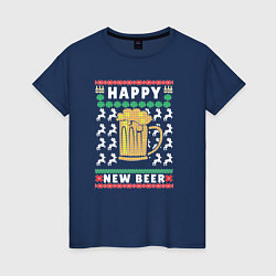Женская футболка Новый год с пивом