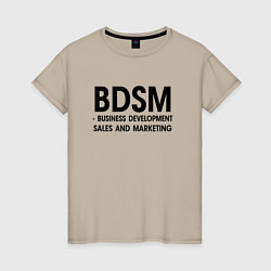 Футболка хлопковая женская Business Development Sales & Marketing, цвет: миндальный