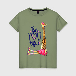 Женская футболка Прекрасная жирафа на роликах