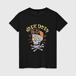 Женская футболка Neck Deep band панк рок - череп в кепке