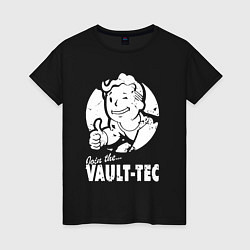 Футболка хлопковая женская Vault boy - join the vault tec, цвет: черный