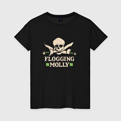 Футболка хлопковая женская Flogging Molly кельтик панк рок группа, цвет: черный