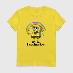 Женская футболка Губка боб воображение мем