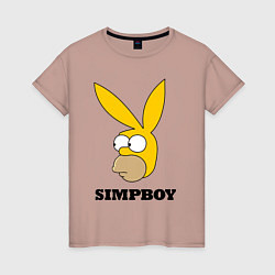 Футболка хлопковая женская Simpboy - rabbit Homer, цвет: пыльно-розовый