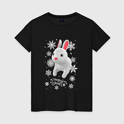 Женская футболка Серый кролик и снежинки