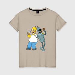 Женская футболка Drunk Homer and Bender