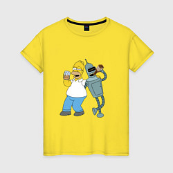 Женская футболка Drunk Homer and Bender