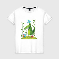 Женская футболка Крокодил и птички