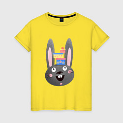 Женская футболка Черный кролик с подарками