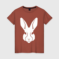 Футболка хлопковая женская White rabbit head, цвет: кирпичный