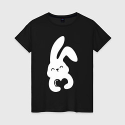 Футболка хлопковая женская Lovely bunny, цвет: черный