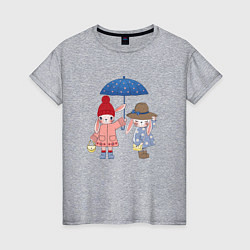 Женская футболка Зайки под зонтом