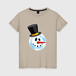 Женская футболка Голова мультяшного снеговика