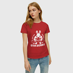 Футболка хлопковая женская Gym bunny powerlifting, цвет: красный — фото 2