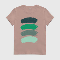 Футболка хлопковая женская Зеленые мазки кистью, цвет: пыльно-розовый