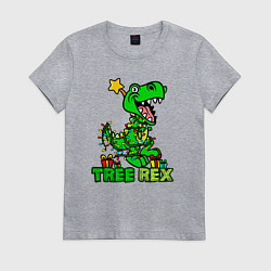 Женская футболка Динозавр Рэкс - новогодняя ёлка