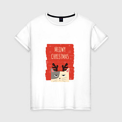 Женская футболка Meowy christmas