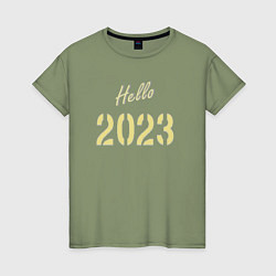 Футболка хлопковая женская Hello 2023, цвет: авокадо