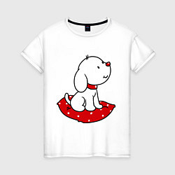 Женская футболка Собачка на подушке