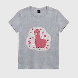 Футболка хлопковая женская Вишневая лама, цвет: меланж